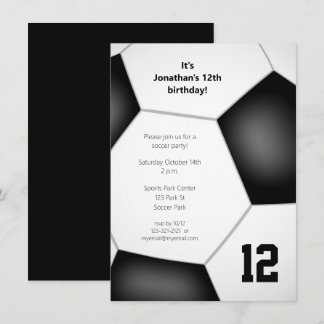 boys girls soccer birthday sports party invitation
