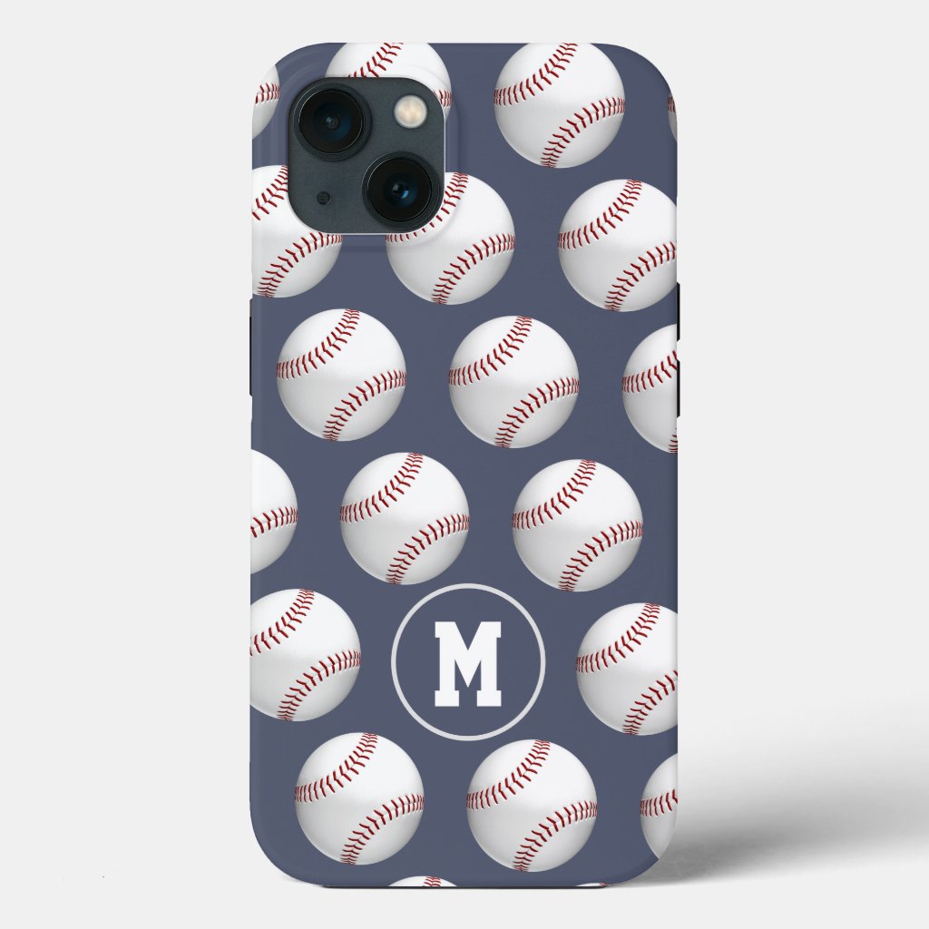 boys girls sports baseballs softballs monogrammed iPhone 13 Case