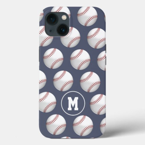 boys girls sports baseballs softballs monogrammed iPhone 13 case