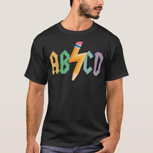 Boys Girls Teachers ABCD Rock Graphic back to Scho T-Shirt (Front)