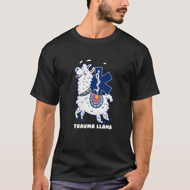 Boys Girls Trauma llama  EMT design Paramedic T-Shirt (Front)