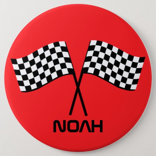 Boys Go Kart Pit Stop Birthday Racing Flags Class Button