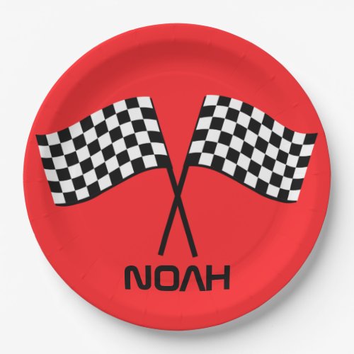 Boys Go Kart Pit Stop Birthday Racing Flags Class Paper Plates