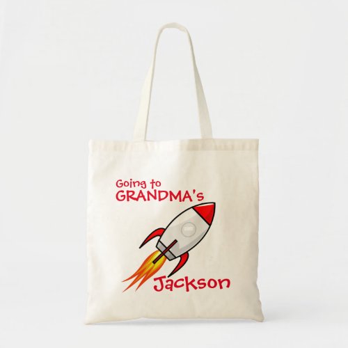 Boys Going to Grandma Overnight Bag_ Rocket Tote Bag
