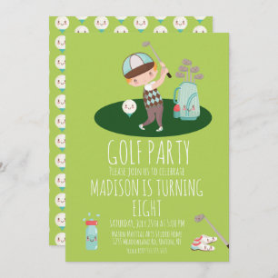 Boys Golf Cute Birthday Party Invitation