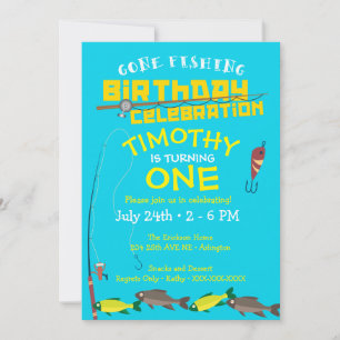 Boy's Gone Fishing Birthday Invitation