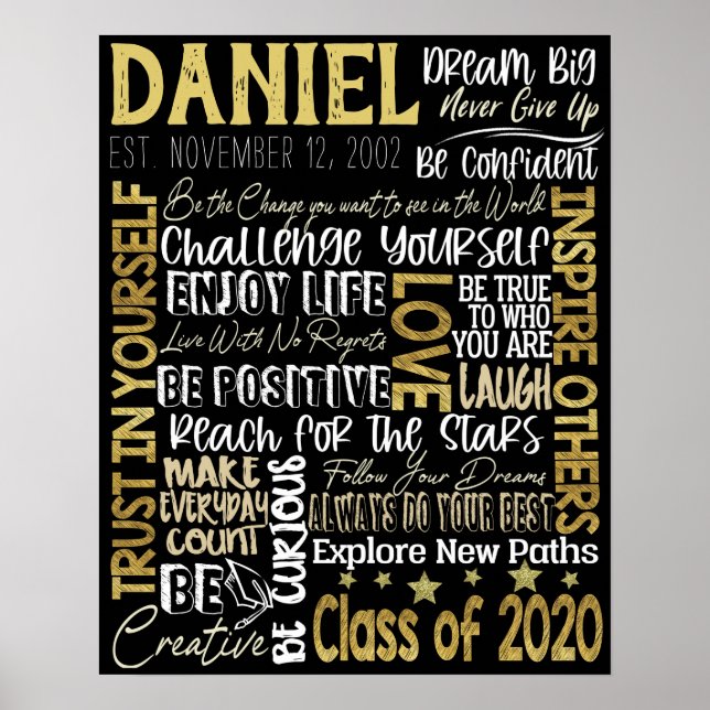 Boys Graduation Gift, Class of 2020 Poster (Front)