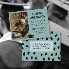 Boys Graduation Photo Teal Open House Postcard