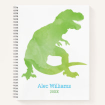 Boys Green Dinosaur Watercolor T-Rex Kids Notebook