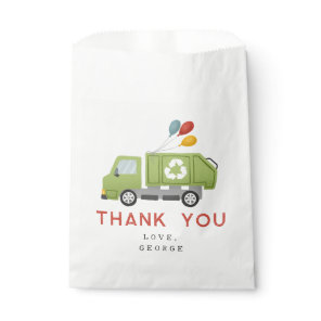 Boys Green Garbage Trash Truck Kids Birthday Favor Bag