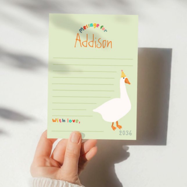 Boys Green Goose First Birthday Time Capsule Cards (Creator Uploaded)