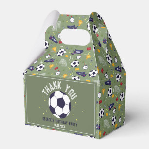 Boys Green Soccer Sports Kids Birthday Favor Boxes
