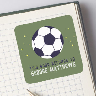 Boys Green Soccer Sporty Kids Bookplate