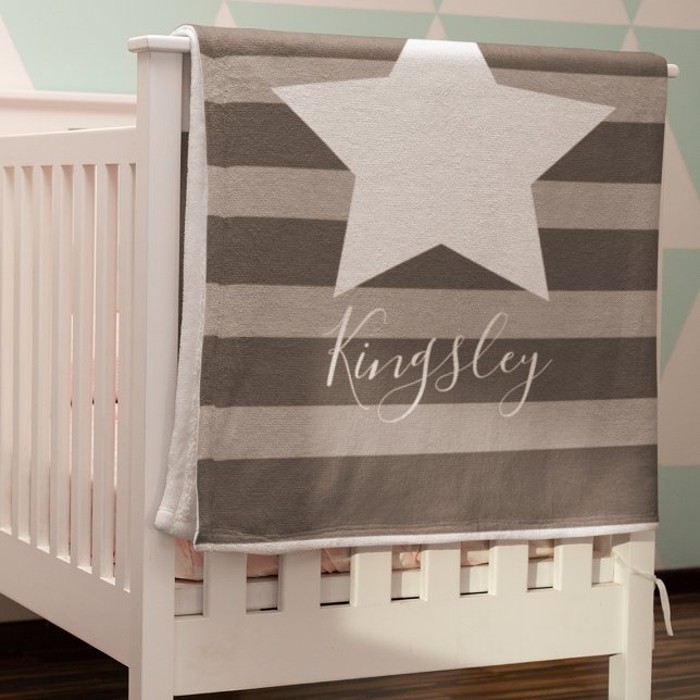 Boys Grey Star Baby Milestone Fleece Blanket (Creator Uploaded)