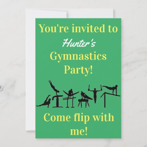 Boys Gymnastics Birthday Party Invitations