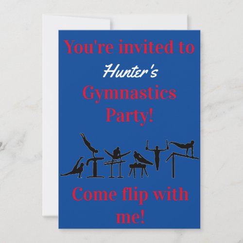 Boys Gymnastics Birthday Party Invitations