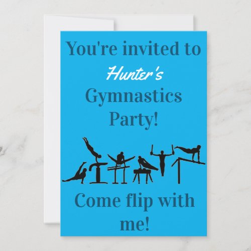 Boys Gymnastics Birthday Party Invitations