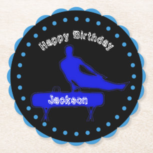 Boys Gymnastics Birthday Party Paper Coaster