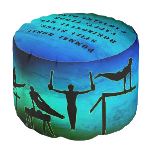 Boys Gymnastics Black / Blue / Green Round Pouf
