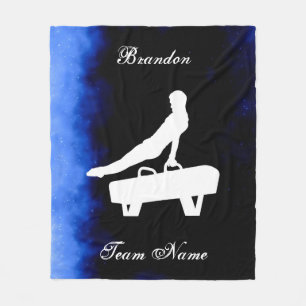 Boys Gymnastics Black, Blue, White w/ Team Name Fleece Blanket