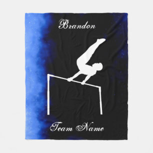Boys Gymnastics Black, Blue, White w/ Team Name Fleece Blanket