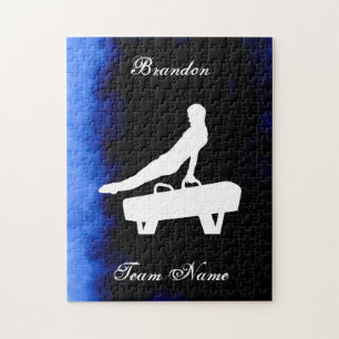 Boys Gymnastics Black, Blue, White w/ Team Name  Jigsaw Puzzle