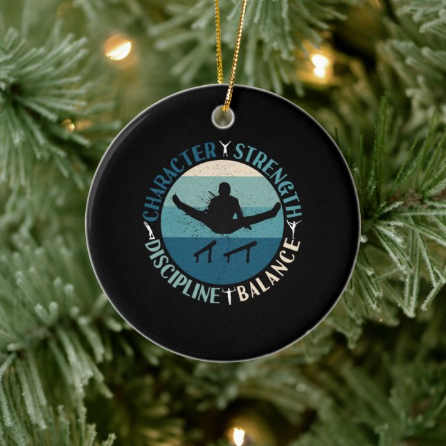 Boys Gymnastics Character Strength Discipline Ceramic Ornament (Tree)