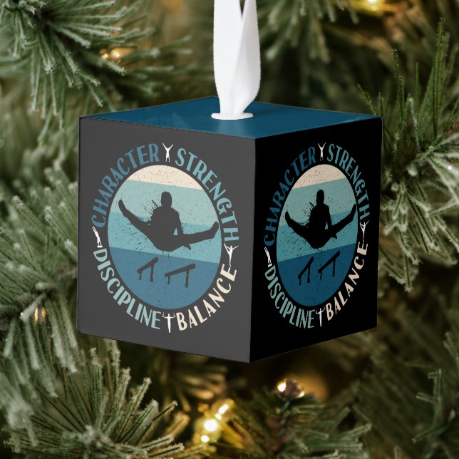 Boys Gymnastics Character Strength Discipline Cube Ornament (Tree)