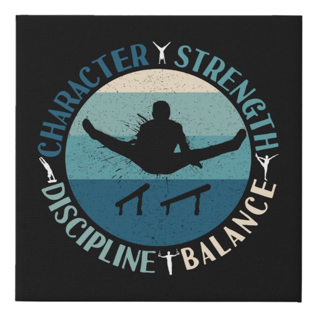 Boys Gymnastics Character Strength Discipline Faux Canvas Print (Front)