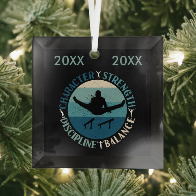 Boys Gymnastics Character Strength Discipline Glass Ornament (Insitu)
