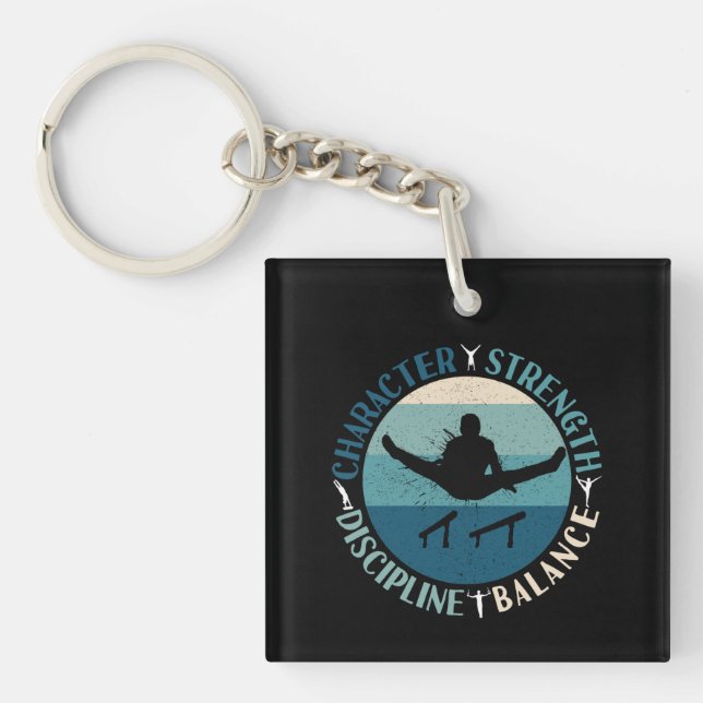 Boys Gymnastics Character Strength Discipline Keychain (Front)
