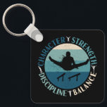 Boys Gymnastics Character Strength Discipline Keychain<br><div class="desc">Character,  Strength,  Discipline,  and Balance - Men's gymnastics quote has a male gymnast silhouette on gradient colors. Motivational words for coach to instill in athletes. > Grunge,  retro gymnastics art to help athletes be powerful and strong for event competition meets.  > Personalize it! Add custom name,  photo,  or text.</div>