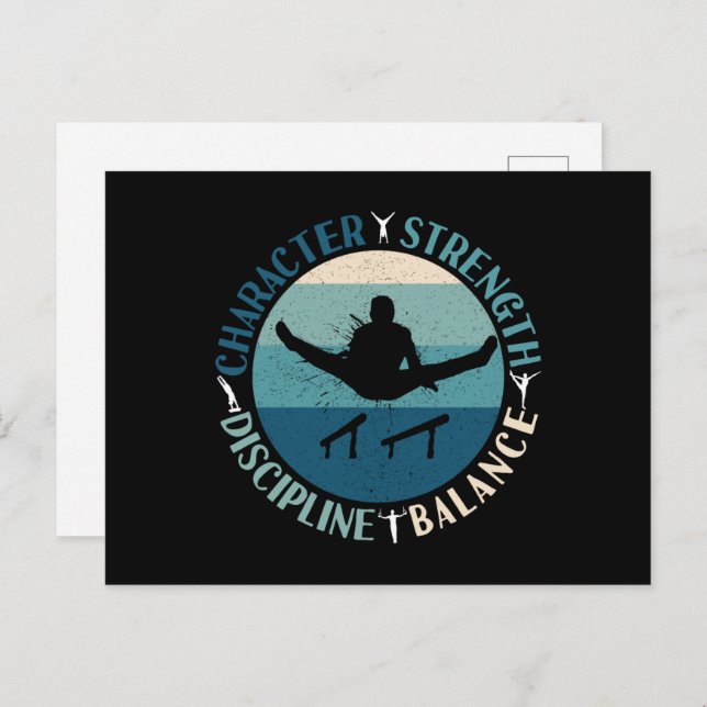 Boys Gymnastics Character Strength Discipline Postcard (Front/Back)