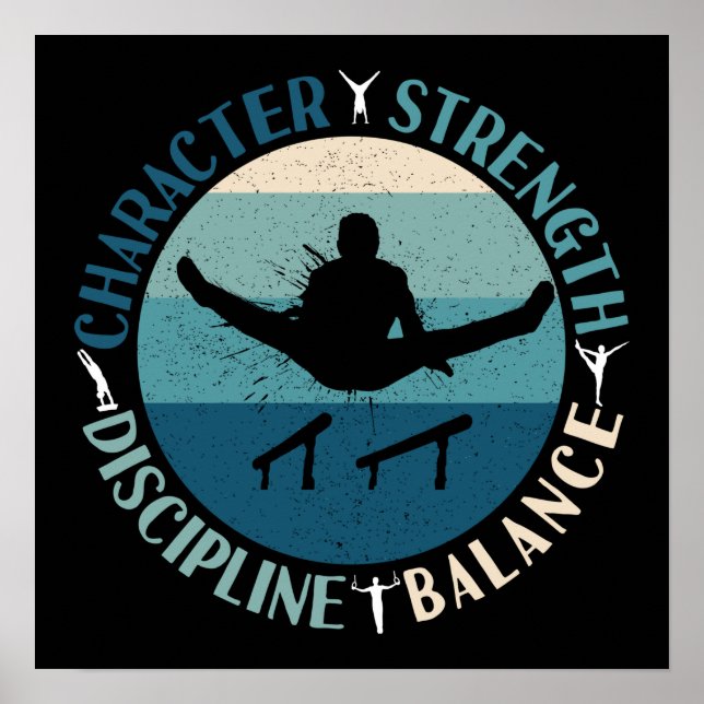 Boys Gymnastics Character Strength Discipline Poster (Front)