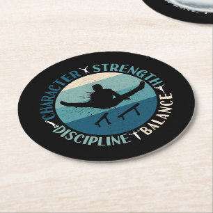 Boys Gymnastics Character Strength Discipline Round Paper Coaster