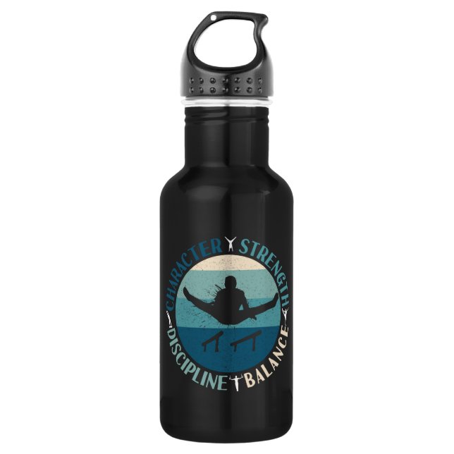 Boys Gymnastics Character Strength Discipline Stainless Steel Water Bottle (Front)