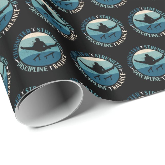 Boys Gymnastics Character Strength Discipline Wrapping Paper (Roll Corner)