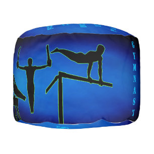 Boys Gymnastics Events Blue / Green Round Pouf