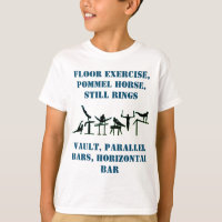 Boys Gymnastics Events T-Shirt w/ His Name on Back