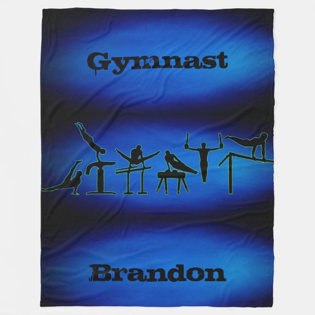 Boys Gymnastics Gymnast Blanket w/ His Name (Front)