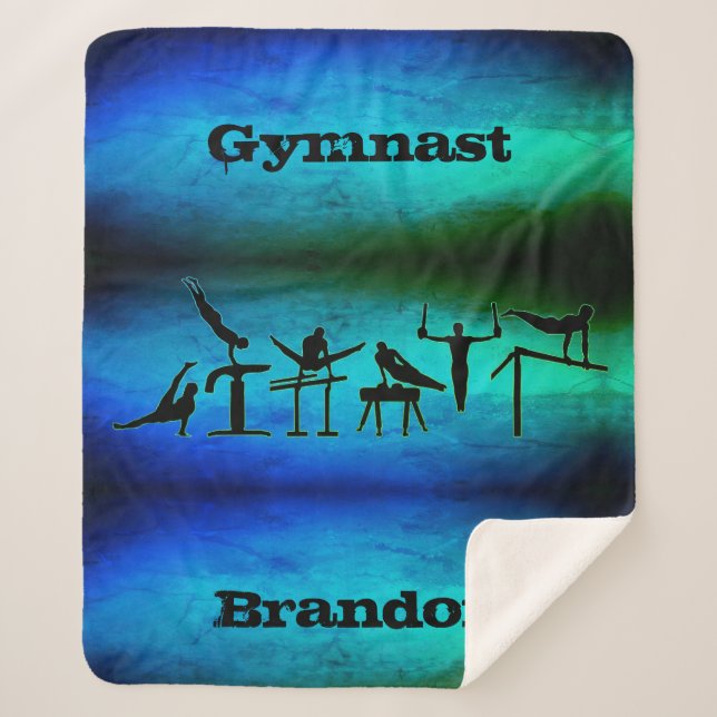 Boys Gymnastics Gymnast Personalized Sherpa Blanket (Front)