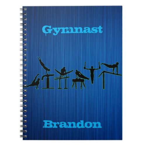 Boys Gymnastics Personalized Blue Spiral Notebook