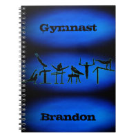 Boys Gymnastics Personalized Blue Spiral Notebook