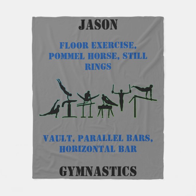 Boys Gymnastics Personalized Fleece Blanket (Front)