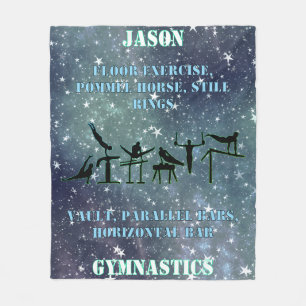 Boys Gymnastics Personalized Galaxy Fleece Blanket