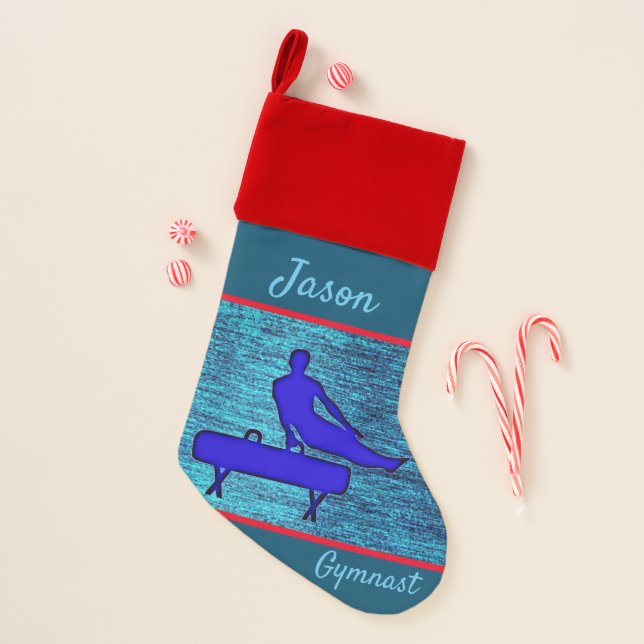 Boys Gymnastics Pommel Horse Custom Gymnast Christmas Stocking (Front)