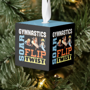 Boys Gymnastics Quote - Soar Flip Twist  Cube Ornament