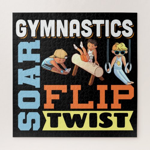 Boys Gymnastics Quote _ Soar Flip Twist  Jigsaw Puzzle