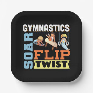 Boys Gymnastics Quote - Soar Flip Twist  Paper Plates