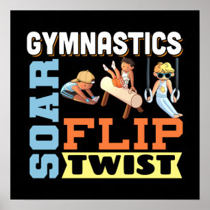 Boys Gymnastics Quote - Soar Flip Twist Poster